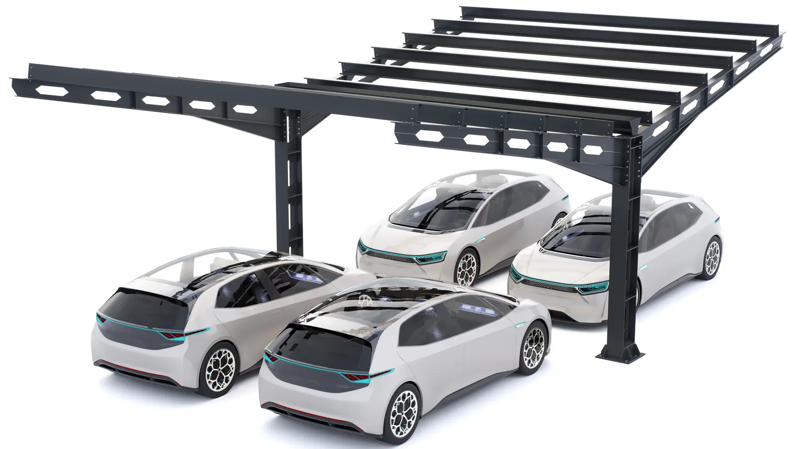 Metal structure industrial carport, 4 places, model 09 (Copy)